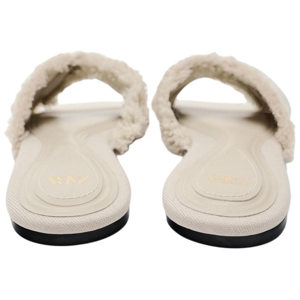 Zara Elegant Slip-On Anti-Fray Slide Sandals 1Cm Women Footwear White 13633310719