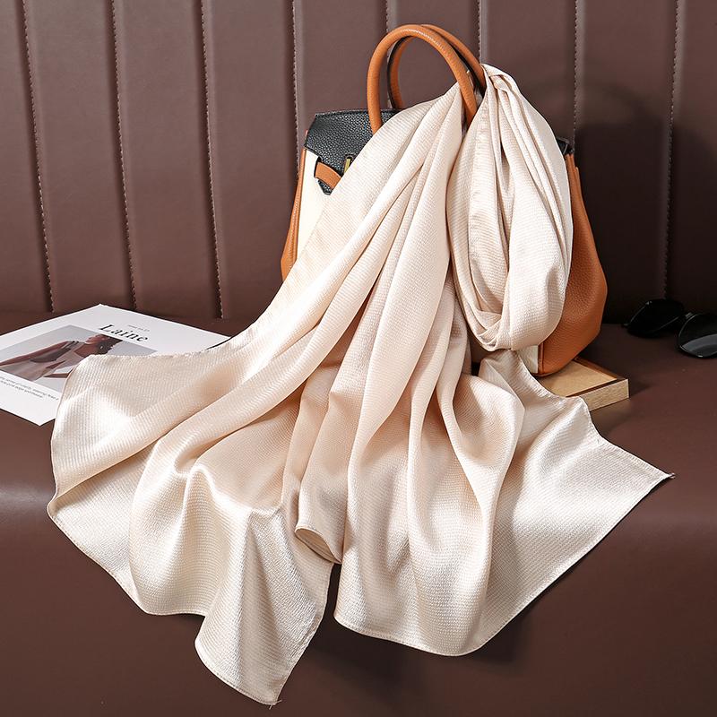 Solid Color Luxury Fashion Women Hijab Scarf Long Silk Soft Comfortable Scarves Shawl Muffler Neckerchief Outdoors Bandanna Lady