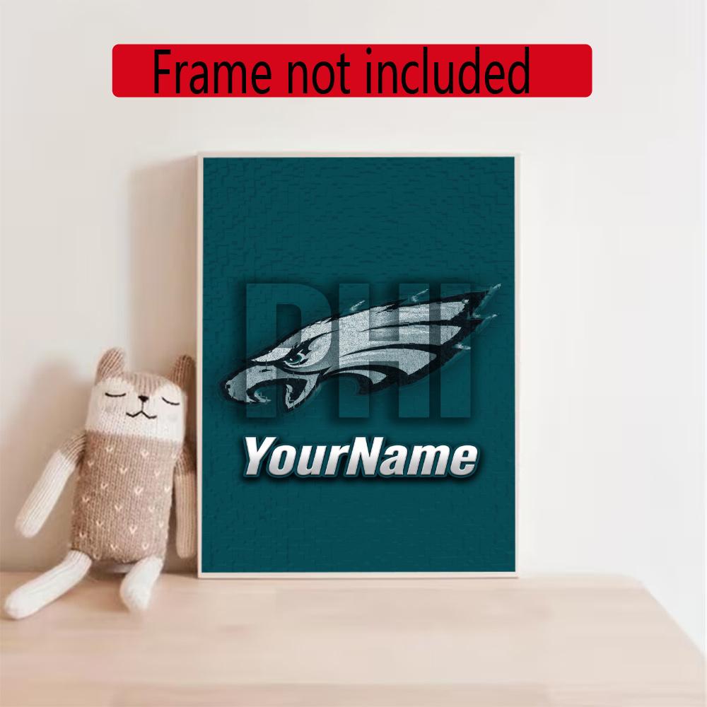 Philadelphia Eagles Personalized Text Diamond Painting Round Diamond Mosaic Rhinestones Diamond Embroidery Craft Kit Wall Decor Without Frame
