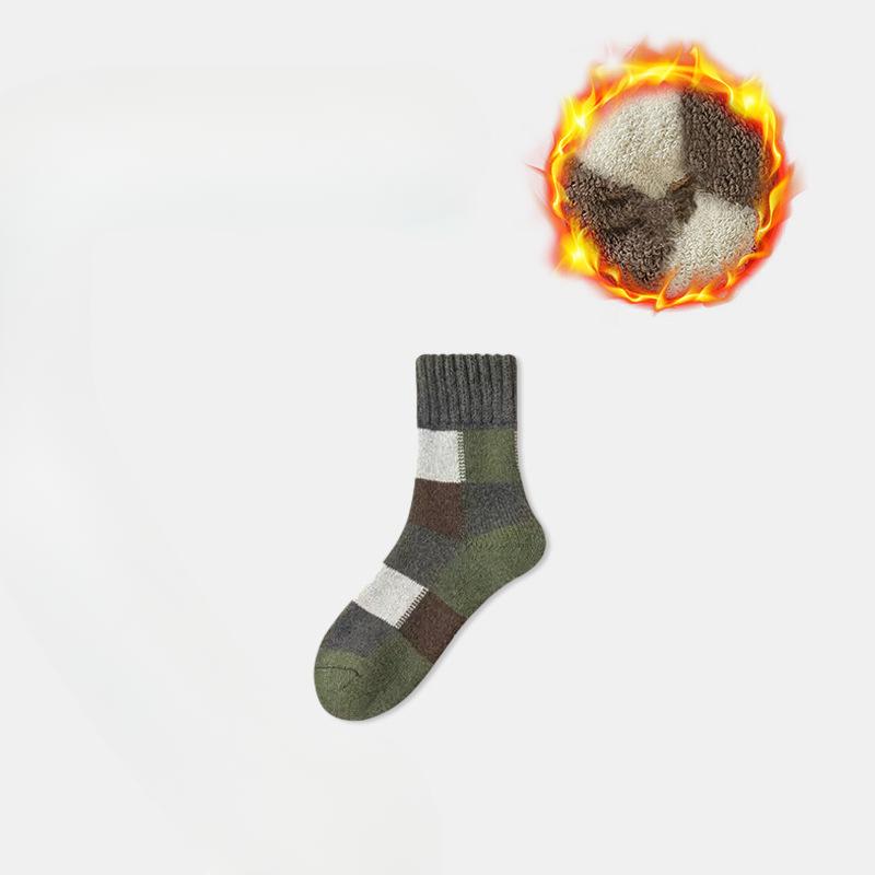 Men's Winter Pure Cotton Thickened and Fleece Loop Warm Mid Calf Socks