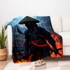"Samurai Warrior with Katana - Fantasy Art Print"Blanket Flannel Throw Blanket for Sofa, Bed, Travel, Camping, Office, Couch, Chair, And Bed