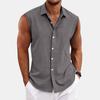 Men's Sleeveless Button-Down Shirt Casual Summer Linen Vest Top for Beach, Party, and Daily Wear