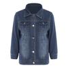 Womens 3/4 Sleeve Denim Jacket Casual Turn Down Collar Button Jean Jackets Coat with Pockets