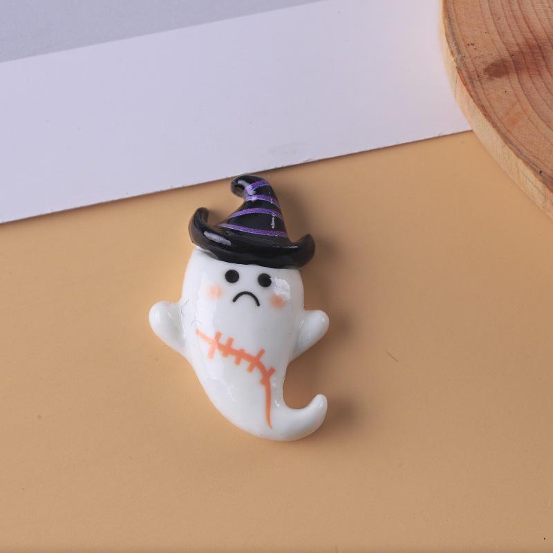 

Украшения из смолы на Хэллоуин, сделанные вручную, полукруглые: Нашивки с тыквой, черепом и привидением