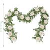 195cm Artificial Wicker Vine with Eucalyptus and Roses for Wedding Home Party Decoration Plastic Fabric Foliage