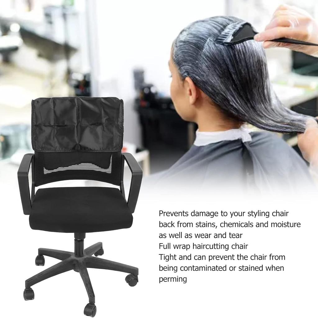 Salon Chair Covers, Hair Salon Chair Back Prevent Dirt Salon Chair Protective Cover Chairback Cover for Hair Salon for Wear BlackBarber Chair Back