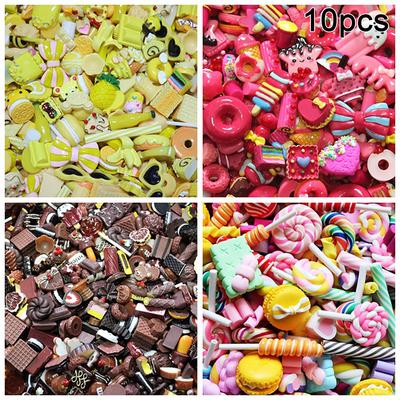 10Pcs  Mini Play Toy Food Cake Biscuit Donuts Miniature Mobile Phone Accessories