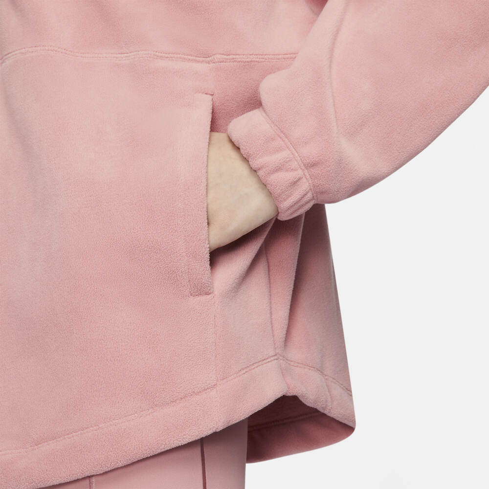 Nike Therma-FIT One Loose V-Neck Fleece Sweatshirt Women Tops Stardust-Red FB5643-618