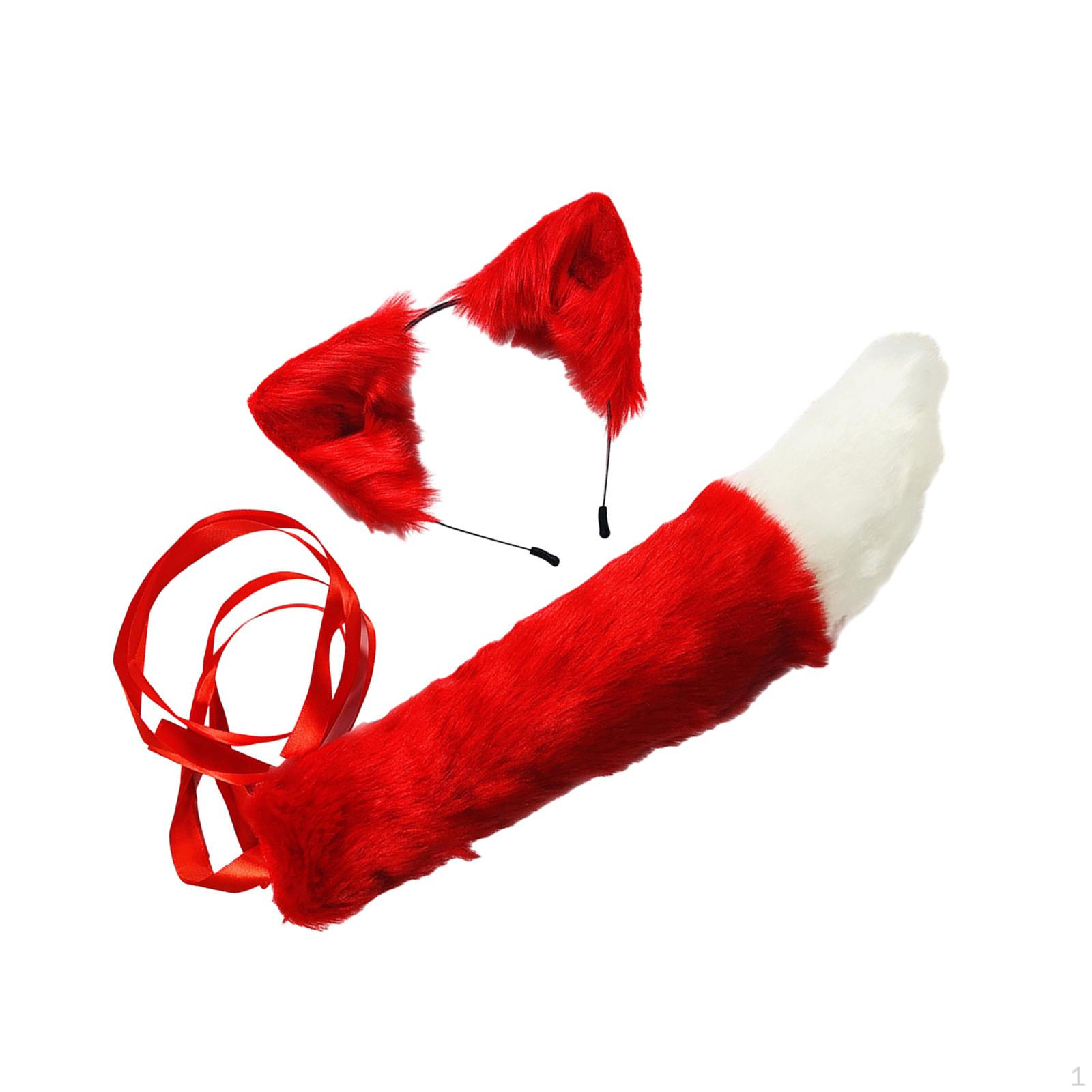 Animal Ears And Tail Set for Kids Adults - Fun Easter Costume Accessories красный