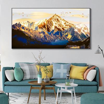 Landscape Posters and Prints Wall Art Canvas Painting Modern Abstract Golden Mountain Pictures for Living Room Cuadros Decor