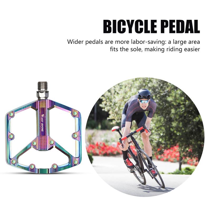 WEST BIKING Aluminum Alloy Footboard Hollow Anti-skid Bearing Mountain Bike MTB Foot Pedals Smooth Bearing Bike Part Accessories