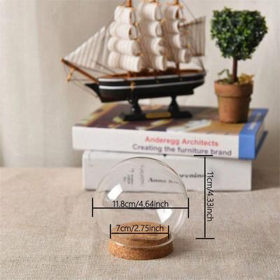 1pc-Small Size Heart Top Glass Dome Vase Home Decoration Creative Black Base Transparent Cover DIY Friend Gift Wedding Prop