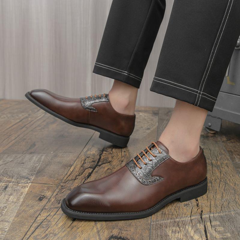 

Men s Handmade Patina Leather Brogue Oxford Shoes for Formal Business, Vintage Weddings, and Groom Suits. Size 45