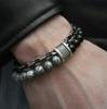 Natural Map Stone Men's Beaded Bracelet for Women Stainless Steel Bracelets Male Jewelry Tiger Eye  Bracelet