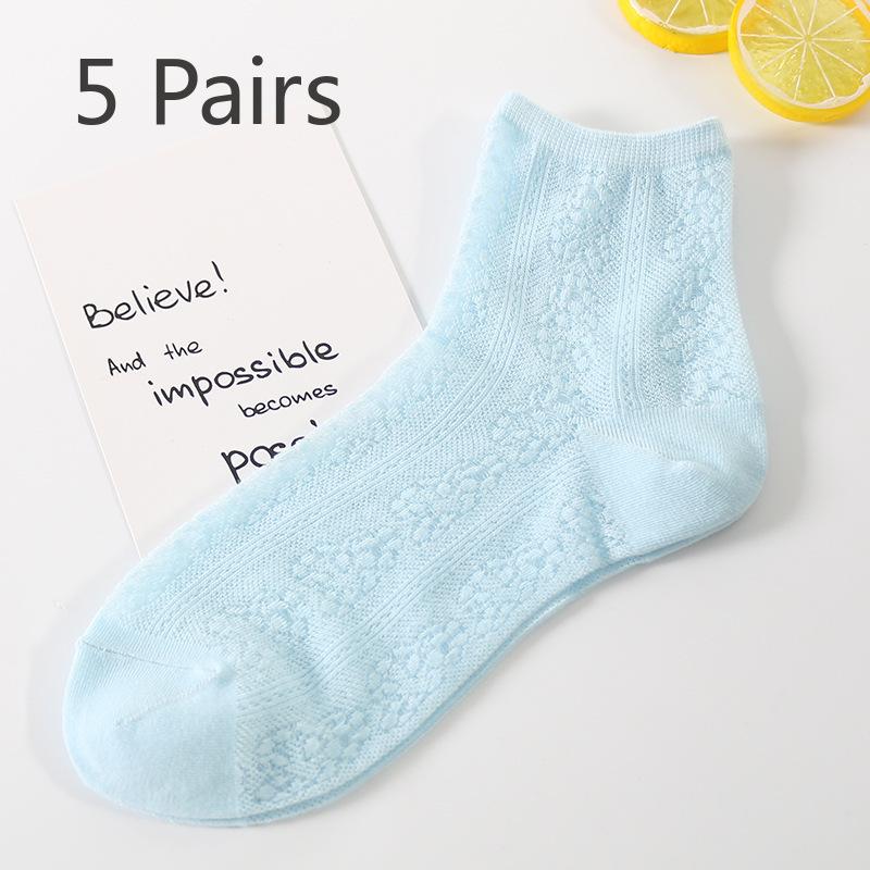 5 Pairs Spring Socks Casual Socks Women's Thin Hollow Socks Socks Jacquard Socks