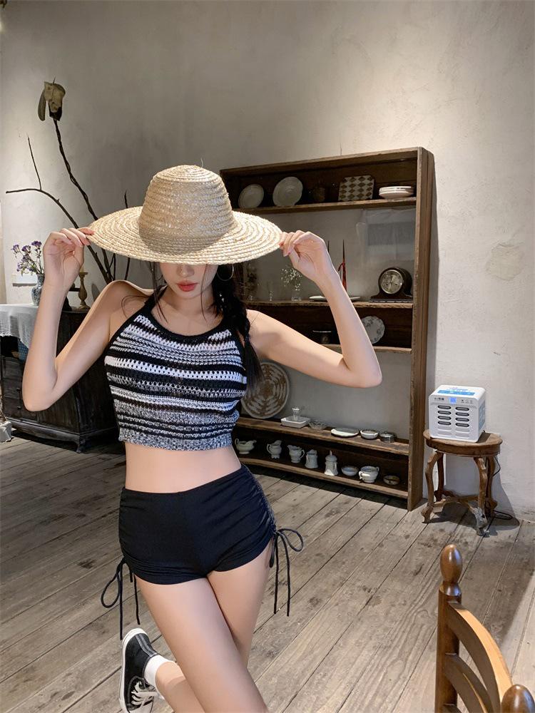 

Вязаный кардиган в ретро-полоску, комплект бикини и купальника - Коллекция 2025 L как