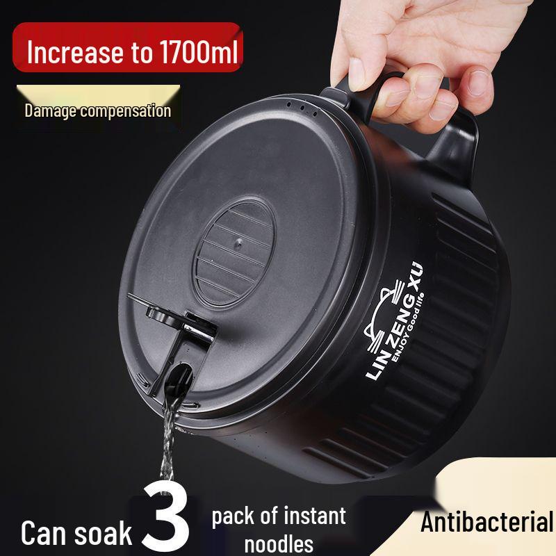 Japanese Style Large Capacity 304 Stainless Steel Noodle Bowl with Lid for Dormitory Students - Heat Preserving Meal Server