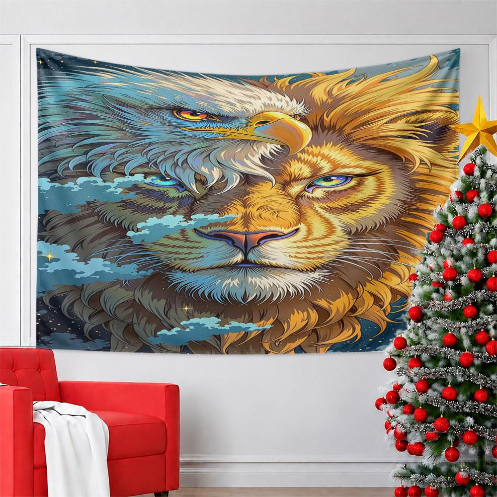 Majestic Eagle and Lion Fusion Design Pattern Wall Hanging Tapestry Decorative Tapestry Home Decor for Bedroom and Living Room