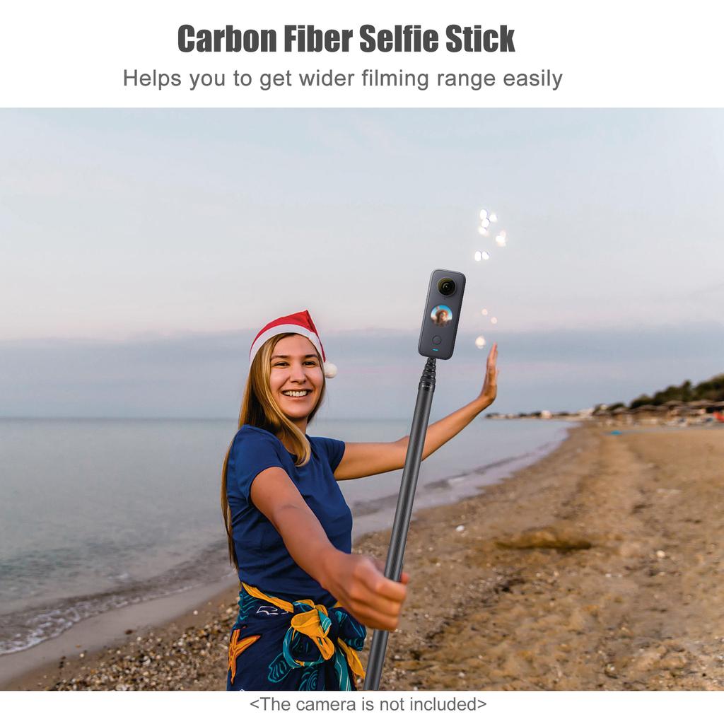 500cm/197in Portable Selfie Stick Carbon Fiber Stand Camera Bracket 1/4 Inch Screw Mount Compatible