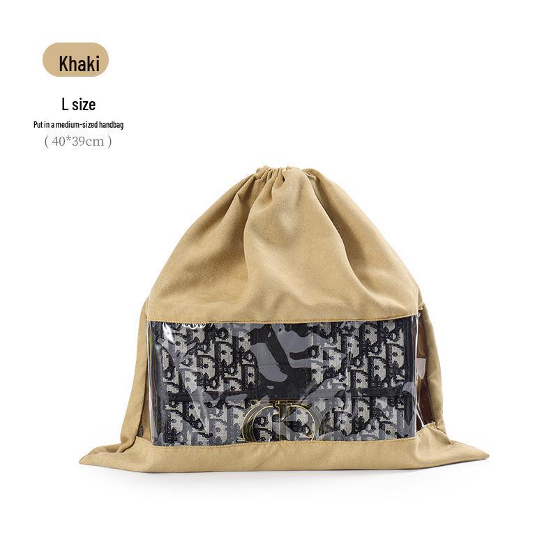 Luxury Transparent Moistureproof Drawstring Storage Bag with Breathable Dustproof Flocking