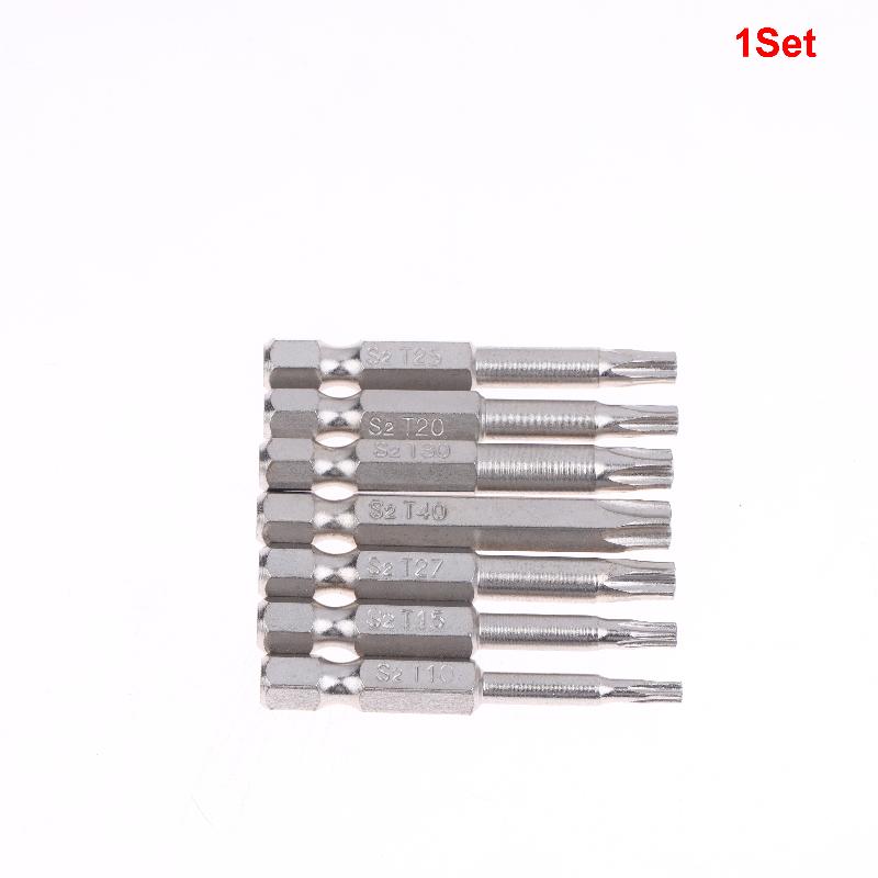 

7 Pcs 50mm S2 Magnetic Torx Screwdriver Bits 1/4 Hex Shank T10 T15 T20 T25 T27 T30 T40