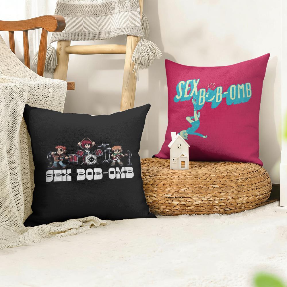 Cartoon SScott PPilgrim Cushion Cover Natural Linen Organic Fabric DoubleSided Printing Sofa Home Decor Gift Pillow Case