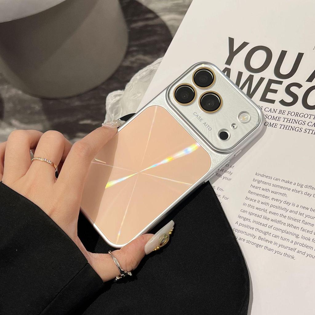 Aurora Silver Laser Edge iPhone 16 Pro Max Protective Case with Large Window