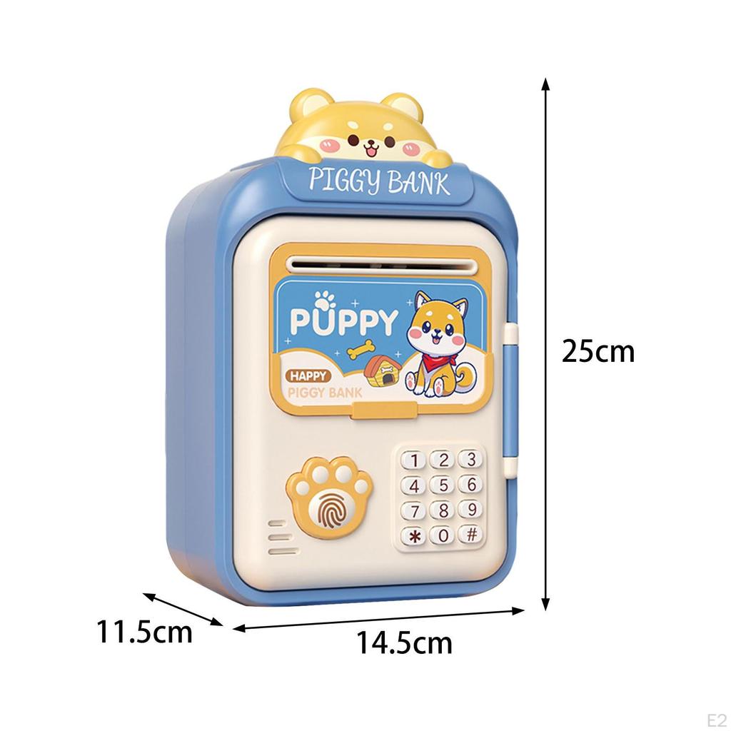 ATM Savings Bank Kids Piggy Auto Scroll Money Boxes Cash Security Box for Age 3-8