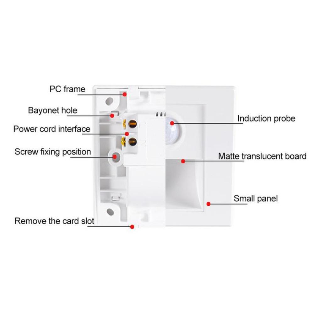 PIR Motion Sensor Wall Lamp Switch Human Body Sensor Footlights  180° Sensor Range for Porch Corridor Corner Stair Lamp