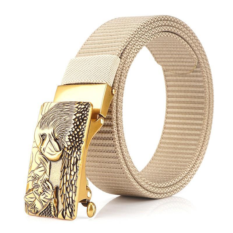 3.5 Thick Tank Pattern Nylon Belt Men s Automatic Buckle Canvas Trousers Young Fashionable 120cm
