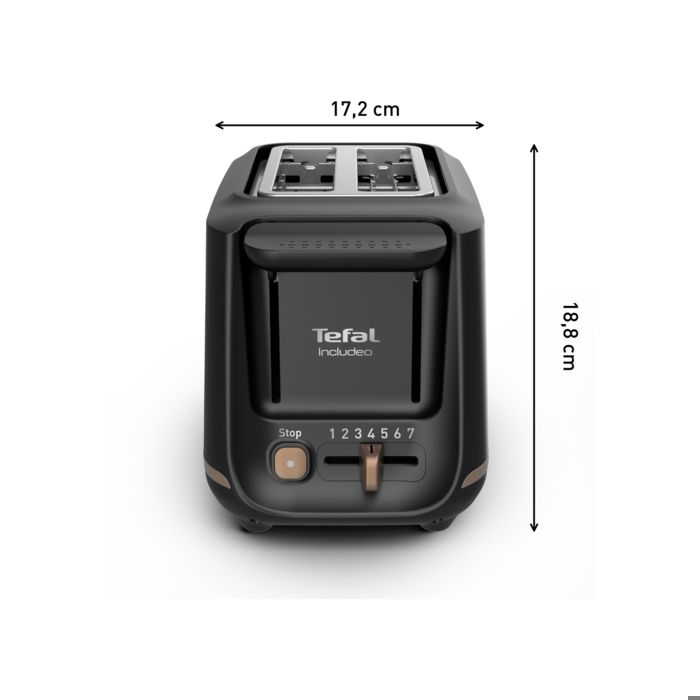 Tefal Grille-pain 2 fentes extra-larges, utilisation facile, Includeo TT533811