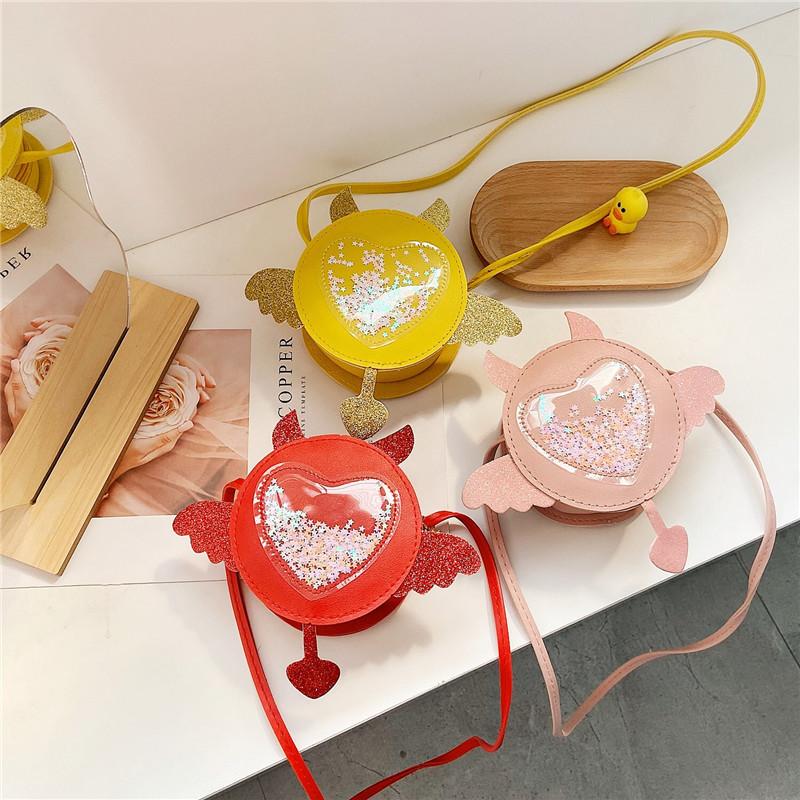 New Cute Cartoon Sequin Wings Kids Crossbody Bag Fashionable Princess Mini Purse