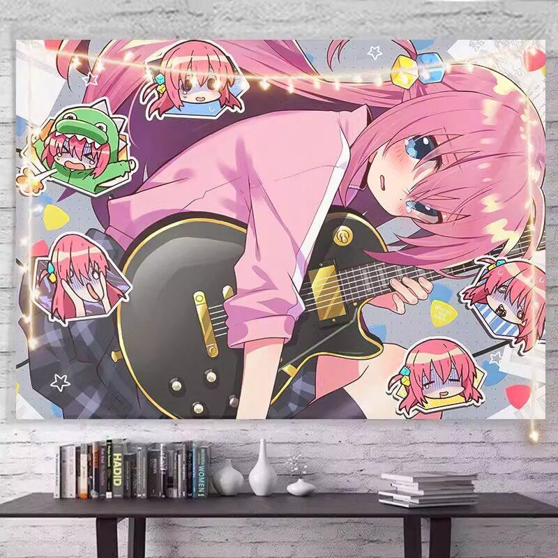 Kessoku Band Anime Wandkleed, B-Bocchi The Rock! Wanddecoratie, Kleurrijke Meisjespersonages Kamerdecoratie Voor Fans