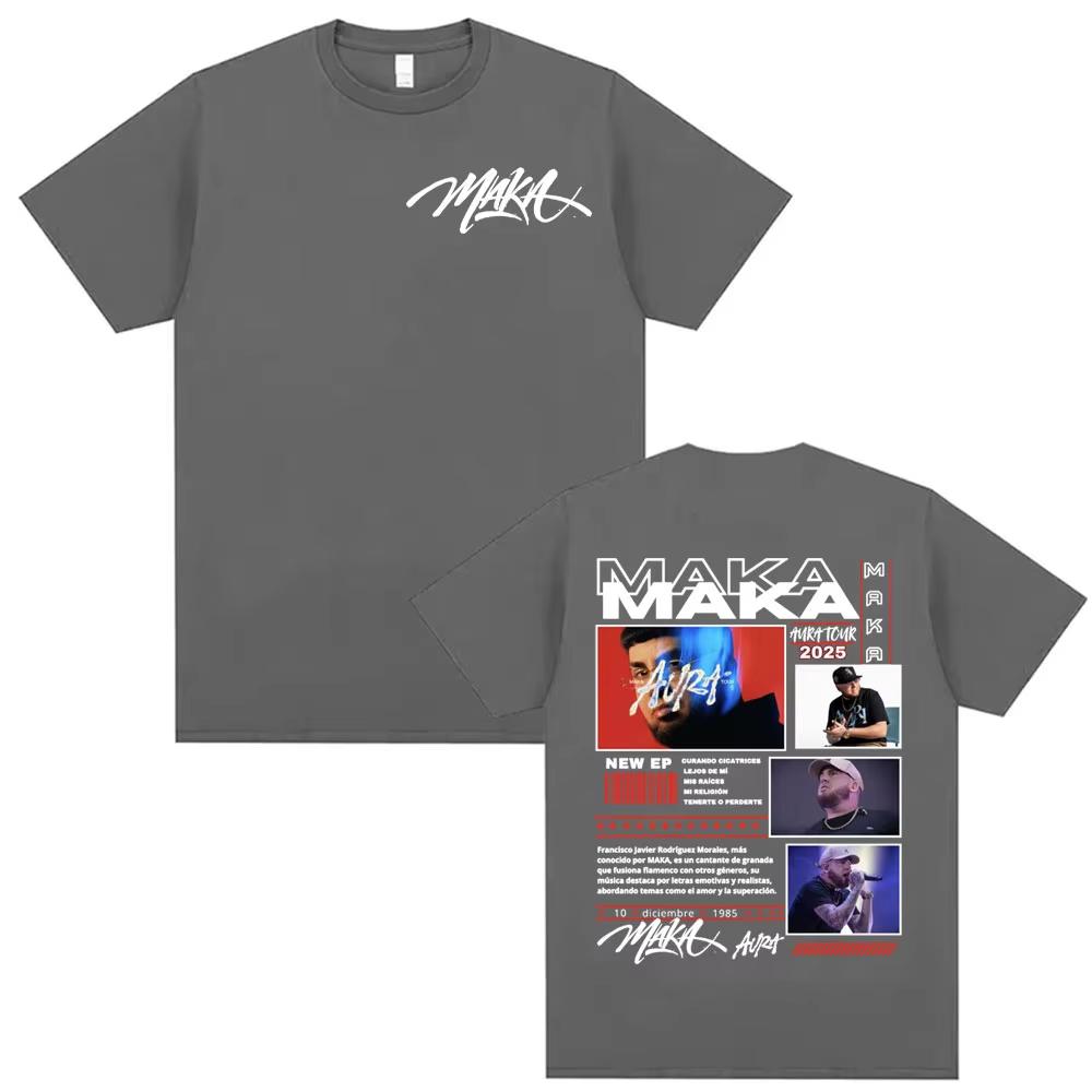 Rapper Maka Aura Tour Album 2025 T Shirts for Unisex Women Vintage Harajuku Street Tshirt Casual Cotton T Shirt Clothing Tops
