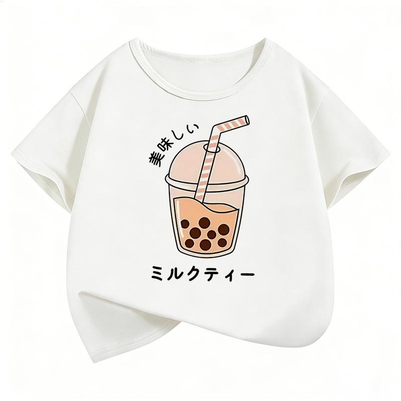 Y2k Graphic Juice Design T Shirts Short Sleeve Kids Childrens Tshirt Boys Girls Summer Spring Casual Top Tee