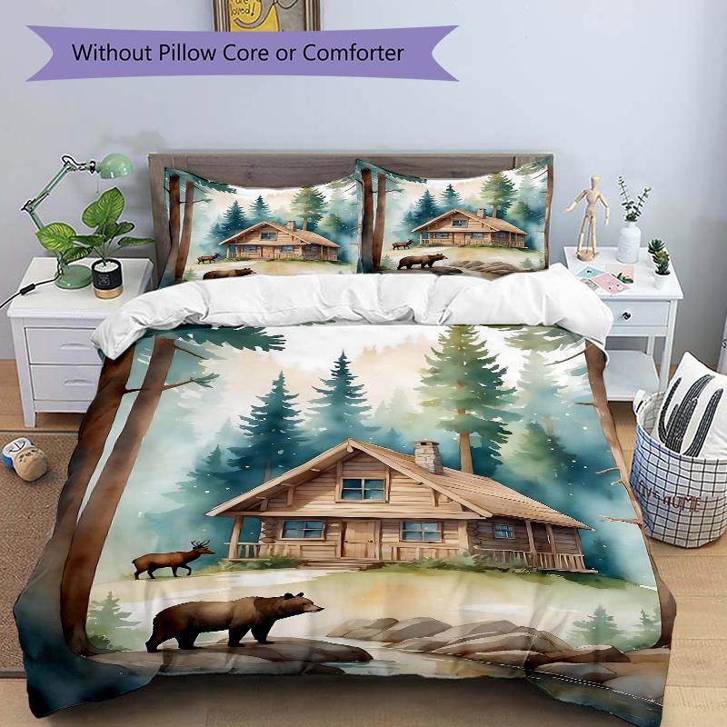 3pcs Woodland Retreat Quilt Set, Soft and Comfortable Bedroom 135x200cm