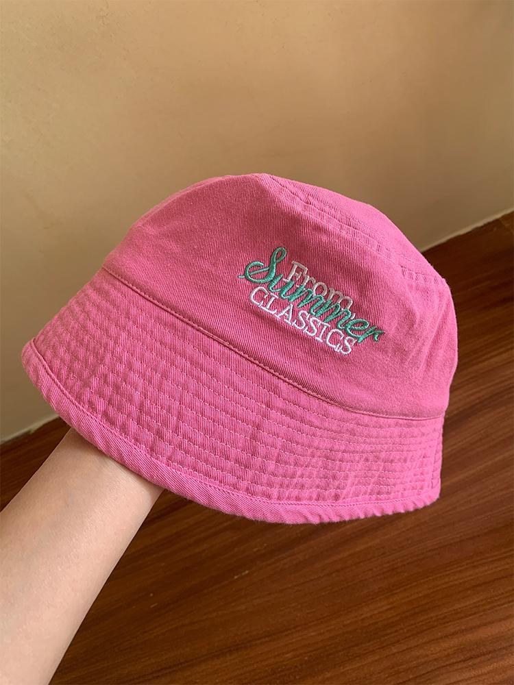 Bucket hat new spring and summer solid color letter basin hat versatile bucket hat sunscreen visor hat