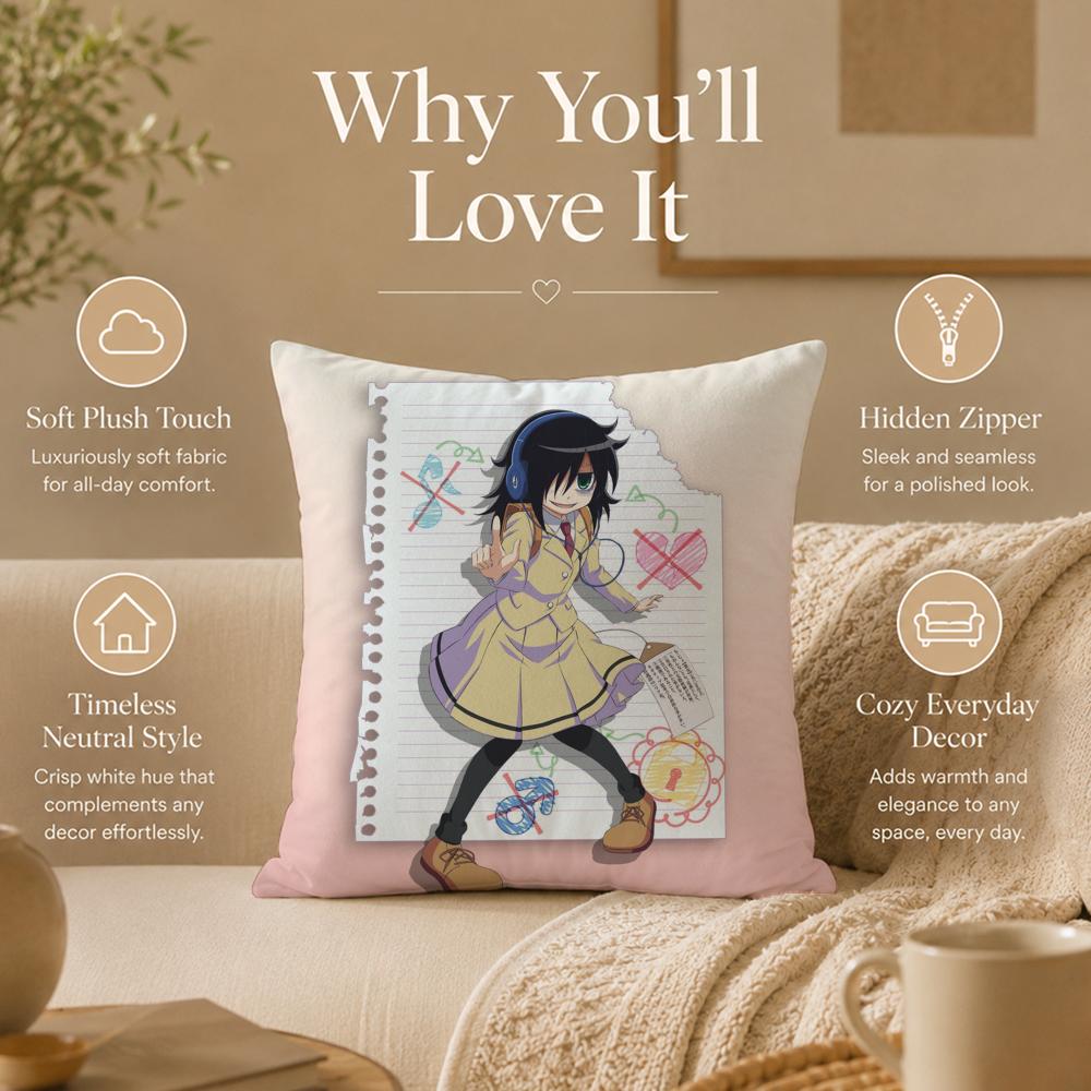 Anime T-Tomoko KurokiS Cushion Cover Double-Sided Printed Pillow Cover Hypoallergenic Dust-Mite Proof