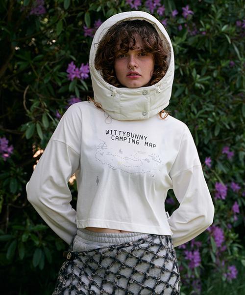 Kirsh Witty Bunny Camping Graphic Crop T-Shirt [White] White/1