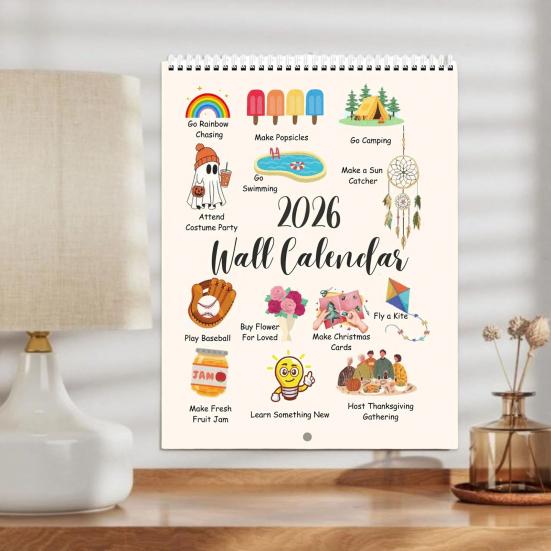 2026 Wandkalender Jan. 2026 - Dez.2026 Vertikaler 12-Monatskalender zur Terminplanung, Organisation für Homeoffice