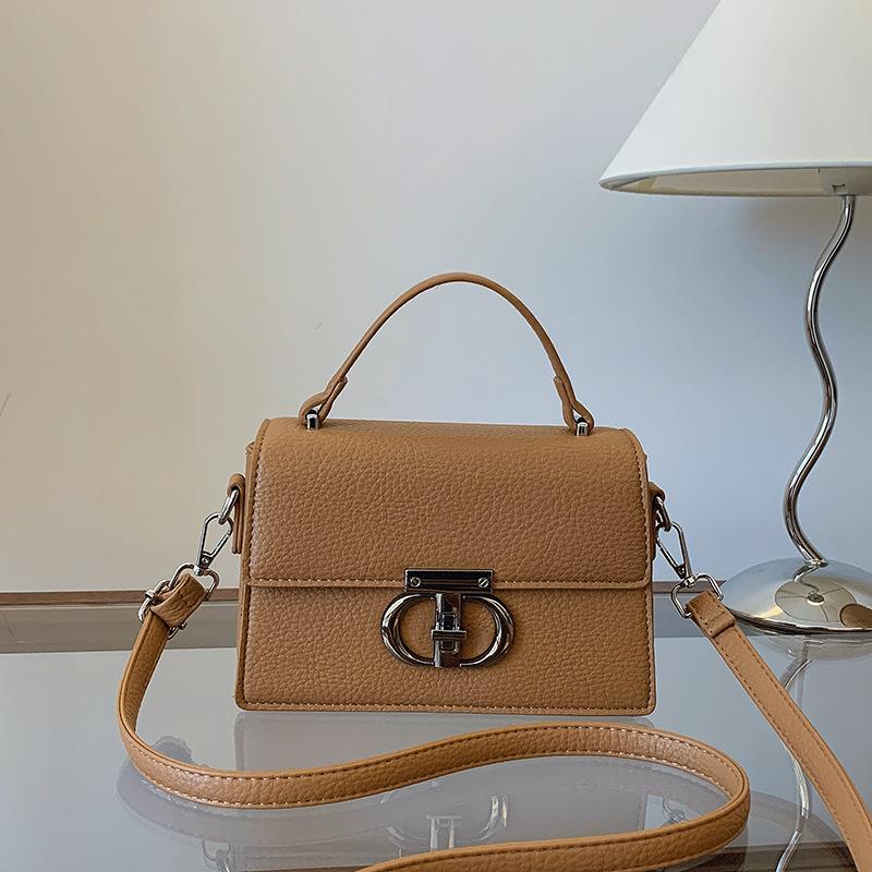 New Lychee Pattern Lock Bag Portable Shoulder Messenger Women's Bag