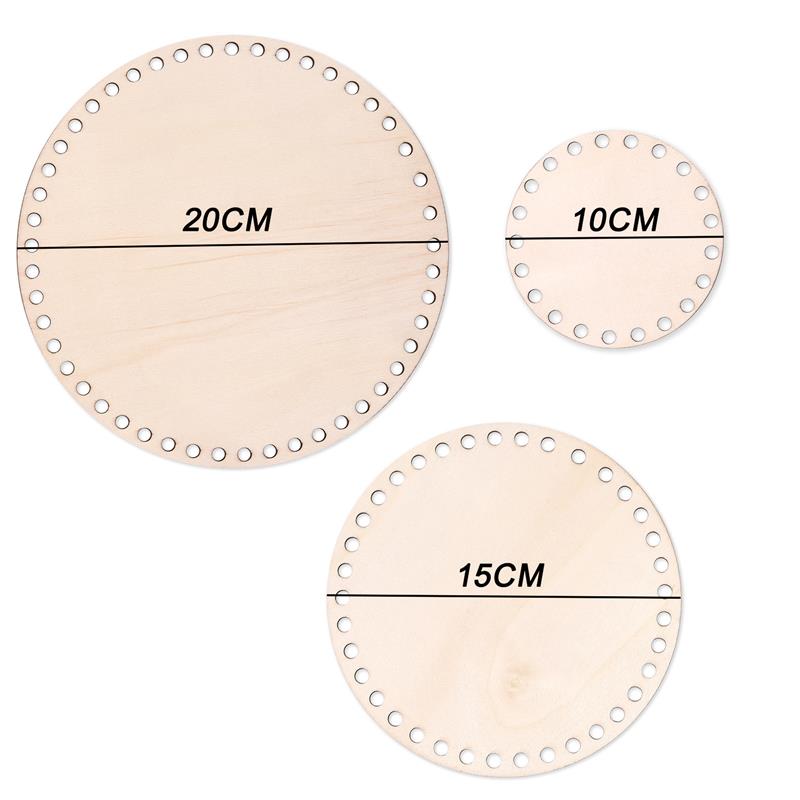 3 Pcs/Set Crochet Basket Base Poplar Plywood Unfinished Blank Cross Stitch Carved Hand-Woven DIY Crafts Basket Wooden Bottom