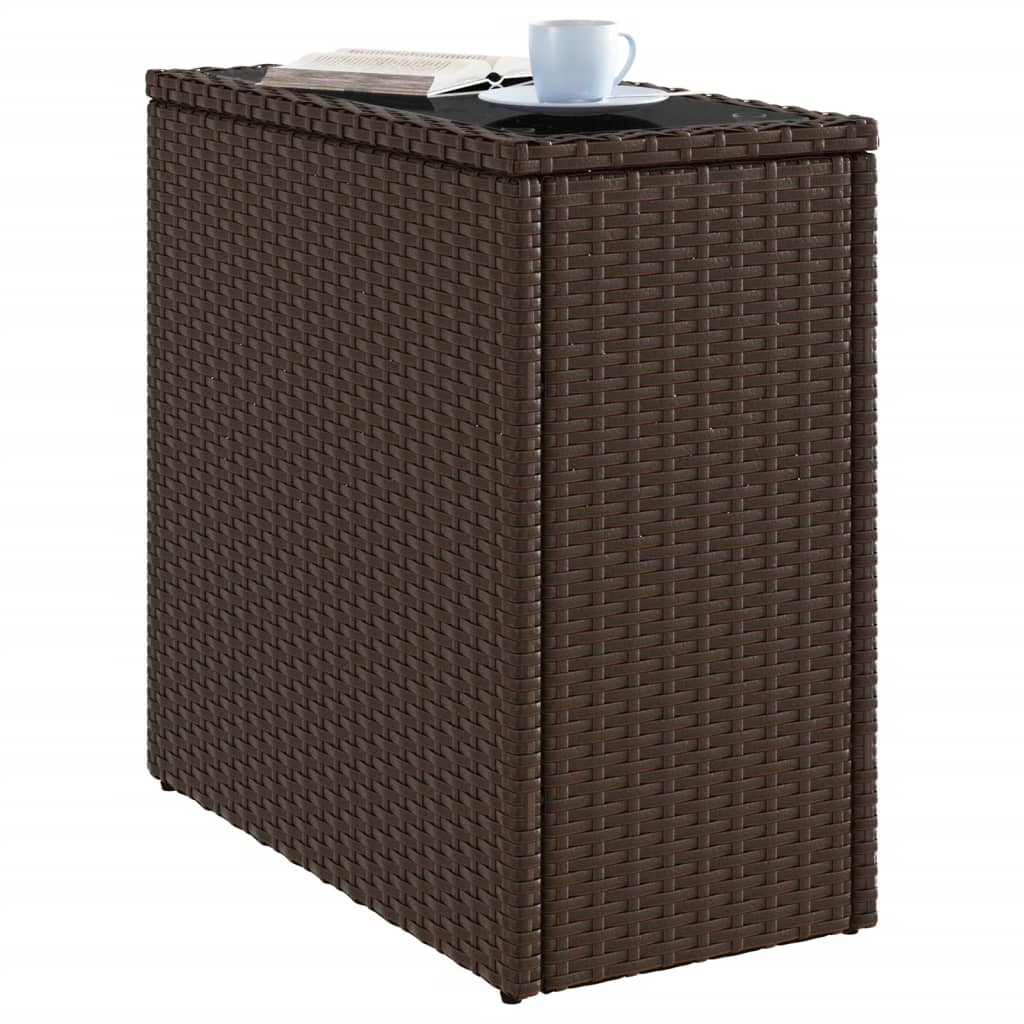 Vidaxl Garden Table with Glass Top, Brown, 58X27.5X55 Cm