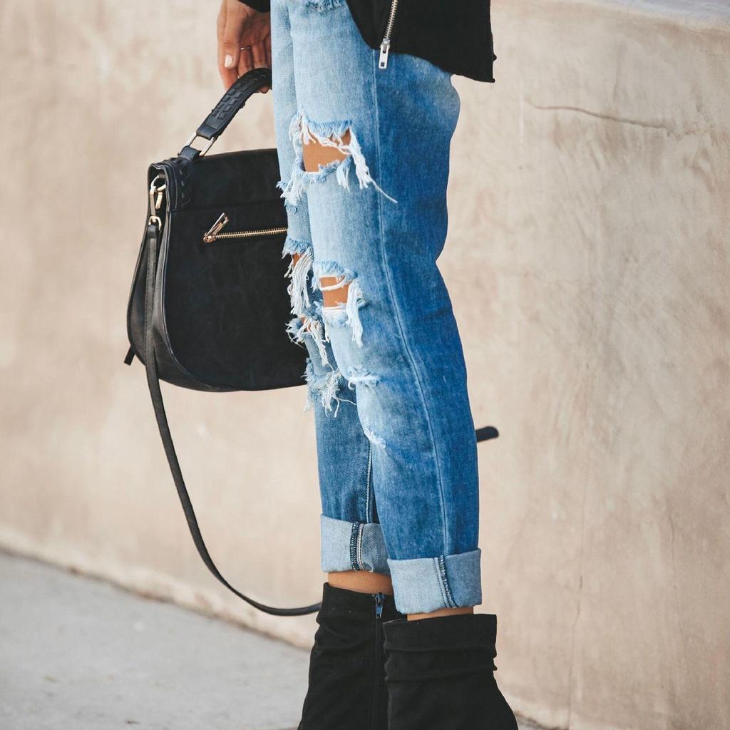 Women's Fashion Casual Summer Spring Ripped Denim Trousers Pants & Capris