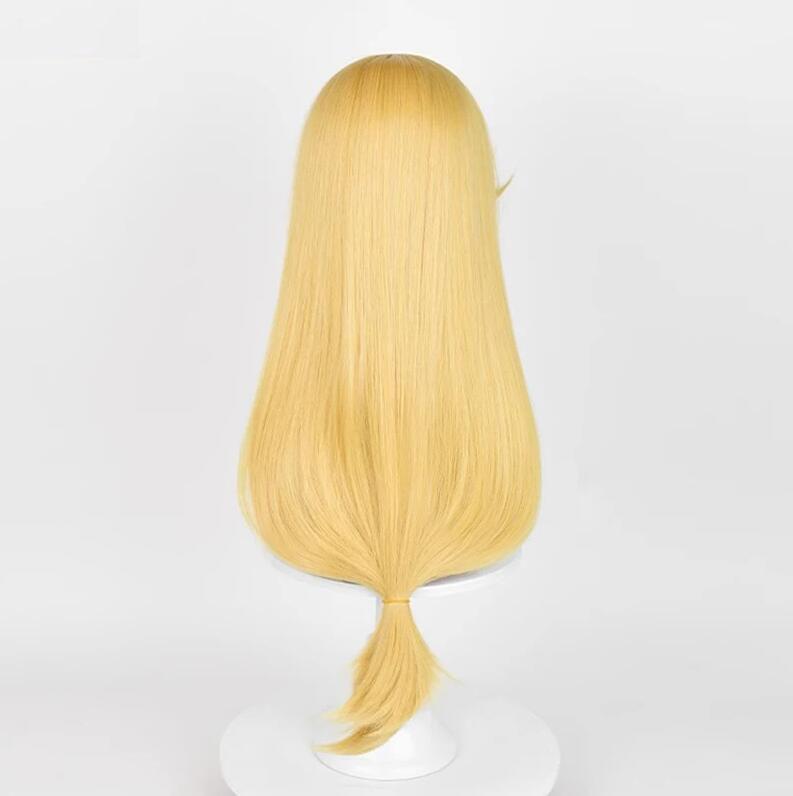 Applejack Cosplay-Perücke, hochwertige Anime-Perücke, lang, goldgelb, Kopfhaut, hitzebeständig, Kunsthaar, Anime-Party-Perücken + Perückenkappe