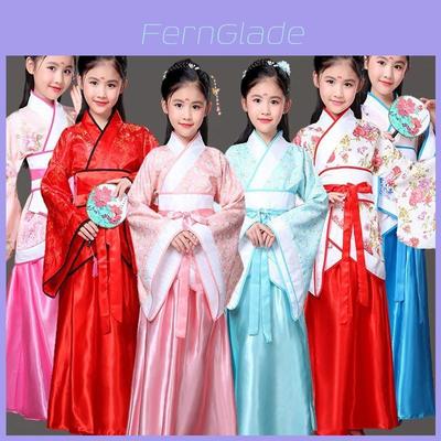 Chinese Style Childrens Hanfu Costume With Taffeta Fabric For Ethnic Dance Performances