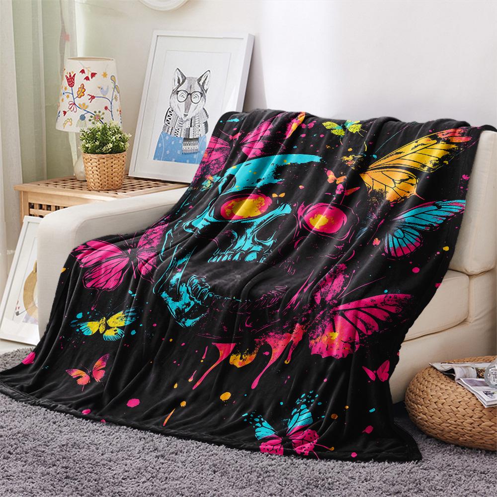 Dark Butterflies  Print Flannel Blanket, High Quality Comfortable for All Seasons, Home Decor, Warmth and Comfort