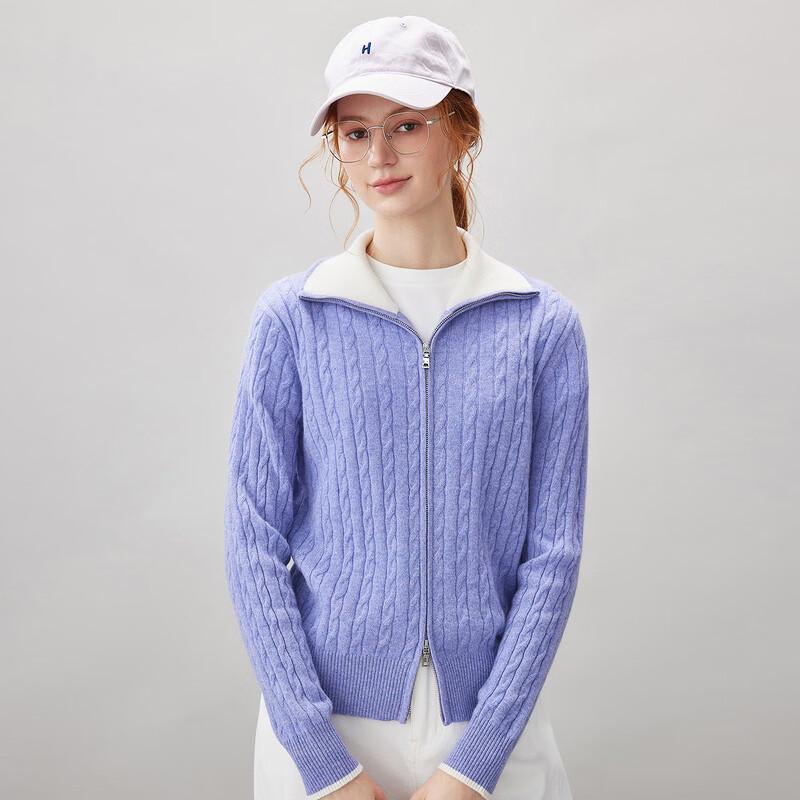 Comonboca Women's 100% Cashmere Zipper Cardigan