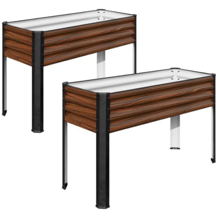 

Raised Garden Bed with Legs 2PCS 48×18×32in Outdoor Metal Elevated Planter Box for Backyard Patio Balcony in Black with Rust-Re United States