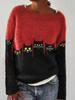 Women's Color Block Round Neck Loose Knit Pullover Sweater